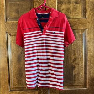 Banana Republic Red/White/Blue Striped Polo Shirt - Men's Size Medium